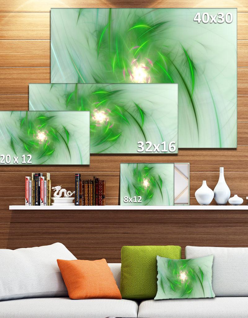 Designq Green On White Fractal Whirlpool - Abstract Wall Art Canvas