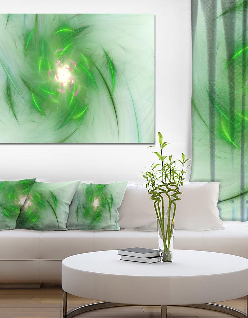 designq Green on White Fractal Whirlpool - Abstract Wall Art Canvas