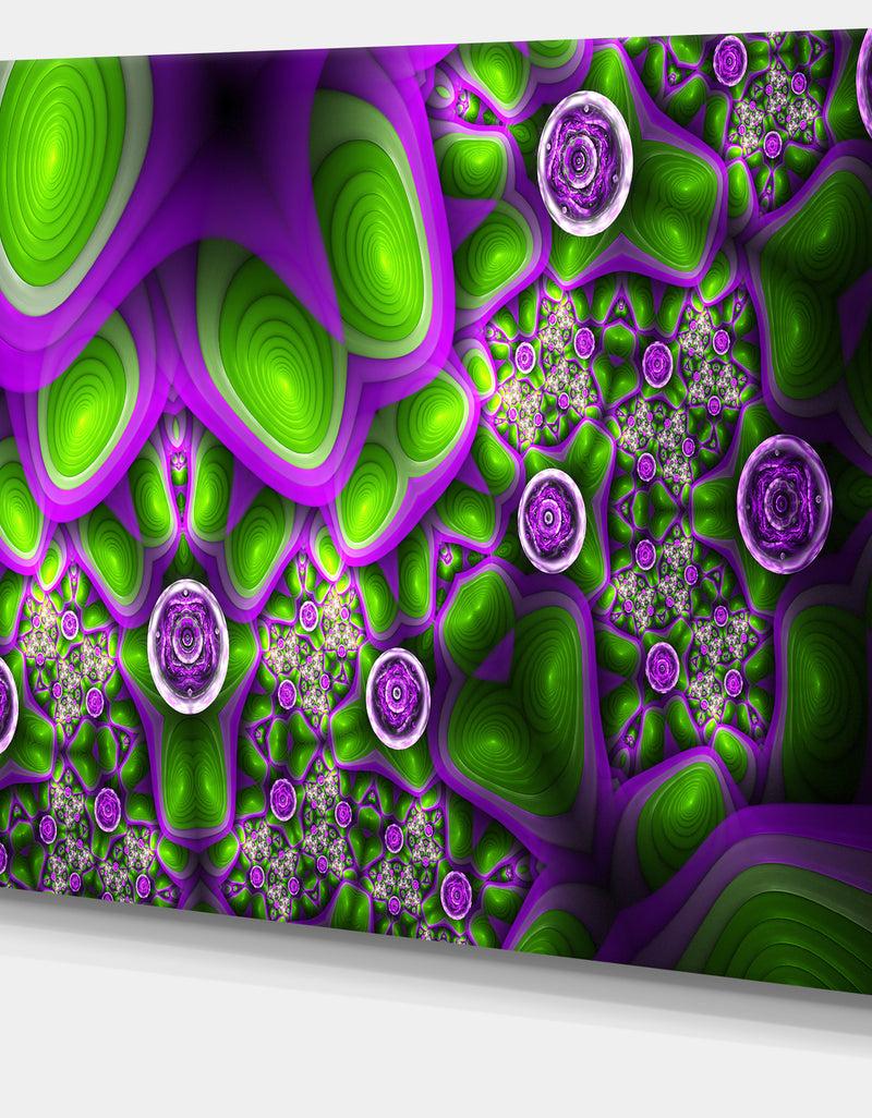 Designq Green Purple Exotic Pattern - Extra Large Abstract Canvas Wall Art