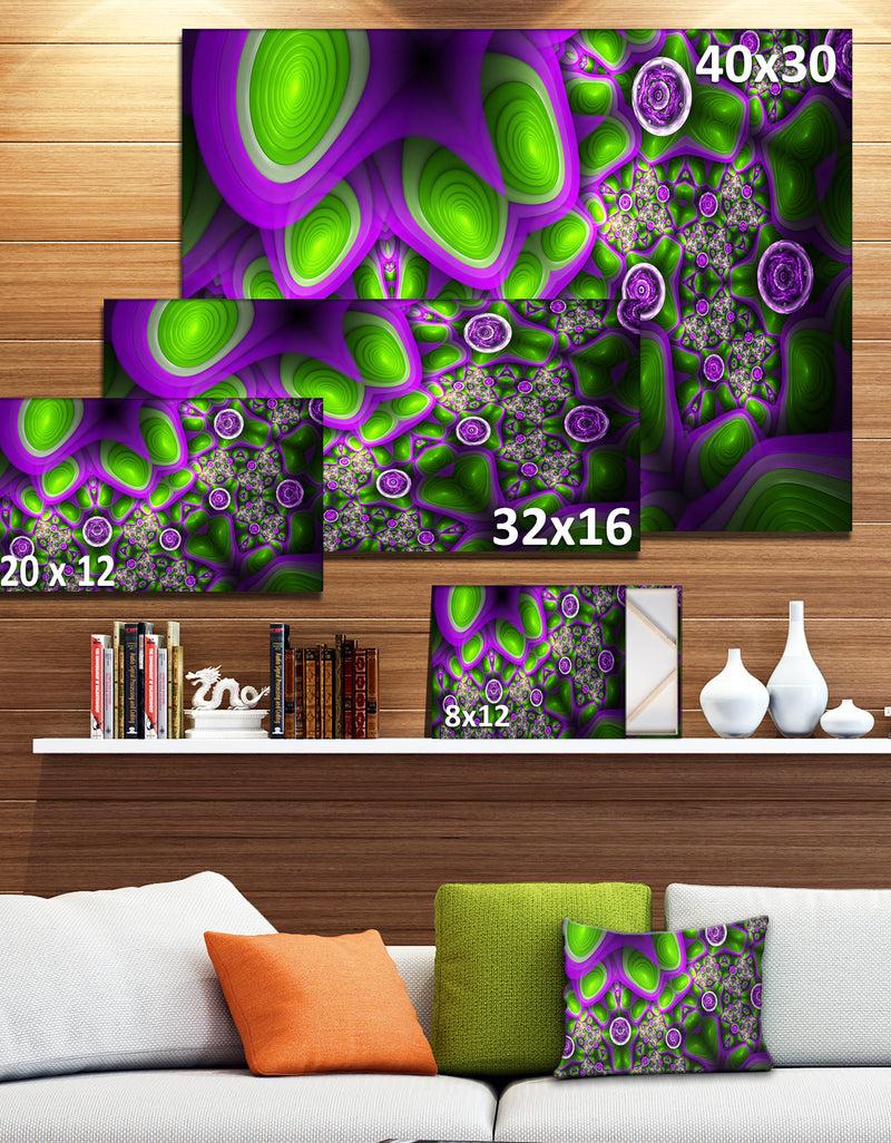 Designq Green Purple Exotic Pattern - Extra Large Abstract Canvas Wall Art