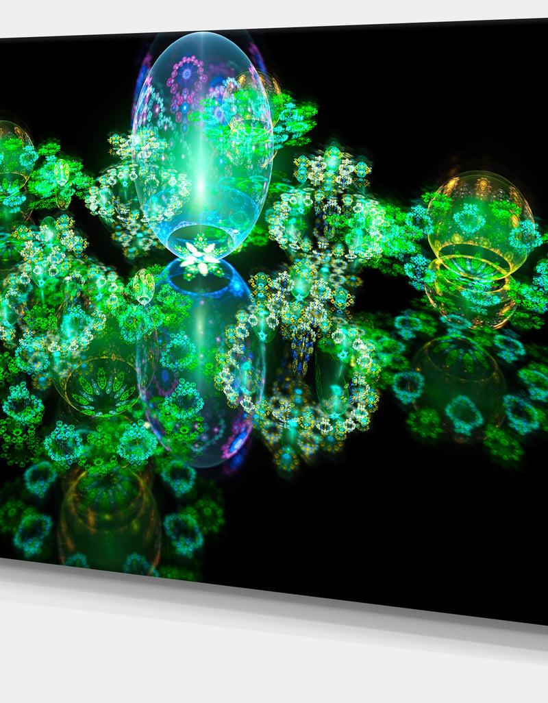 Designq Green Water Drops On Mirror - Extra Large Abstract Canvas Art Print