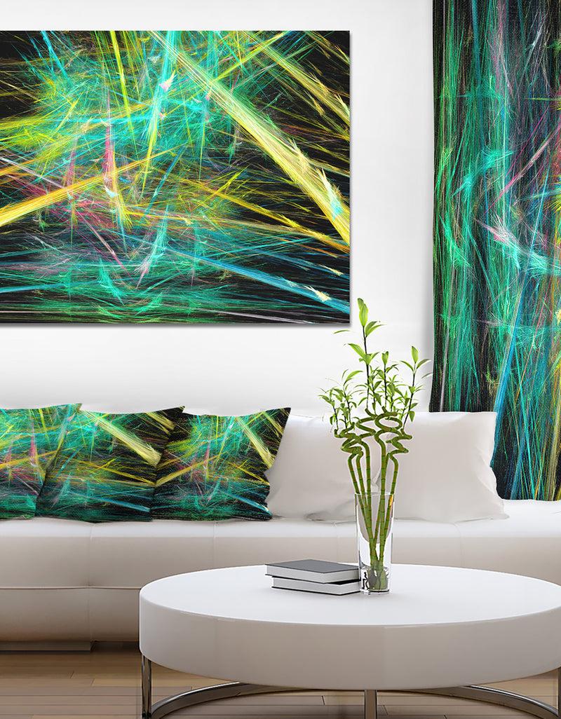 designq Green Yellow Magical Fractal Pattern - Extra Large Abstract Canvas Wall Art