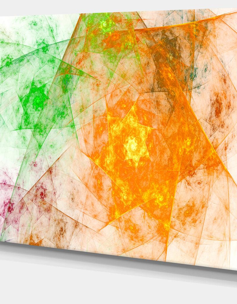 Designq Green Yellow Rotating Polyhedron - Extra Large Canvas Art Print