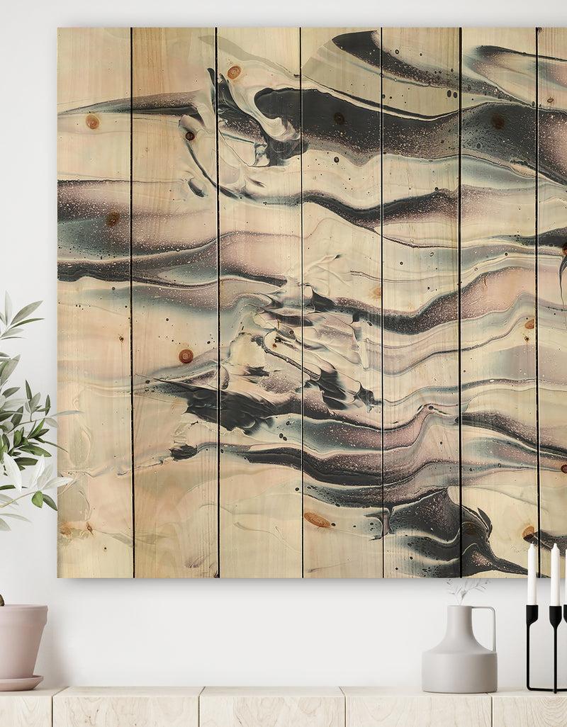 designq Grey Marbling V - Modern Transitional Print on Natural Pine Wood