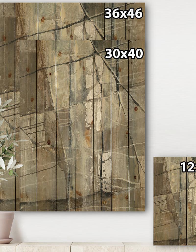 Designq Grey Silver Geometric Composition - Modern Print On Natural Pine Wood