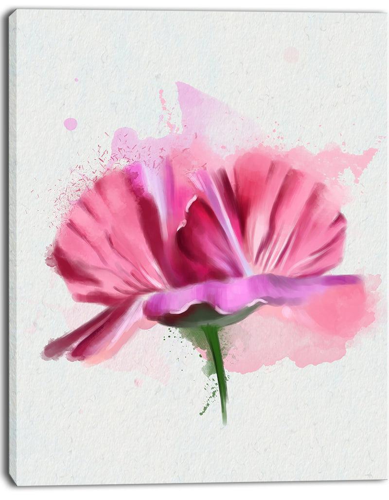 Designq Hand-drawn Pink Rose Watercolor - Floral Canvas Artwork Print