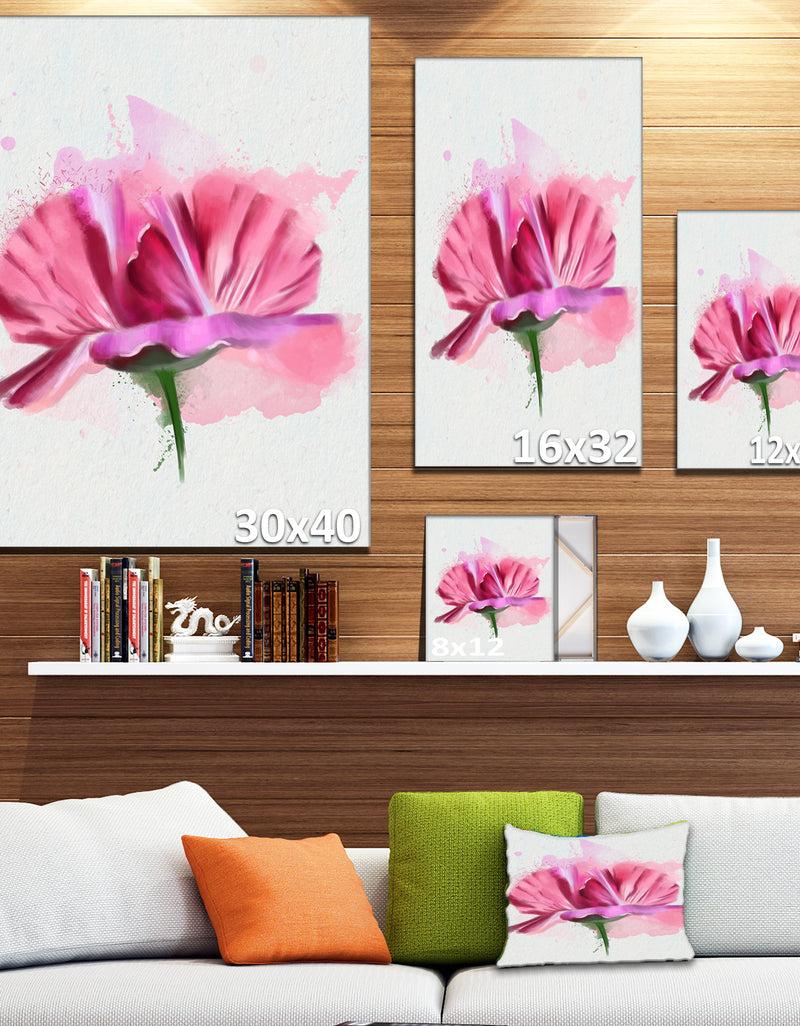 Designq Hand-drawn Pink Rose Watercolor - Floral Canvas Artwork Print
