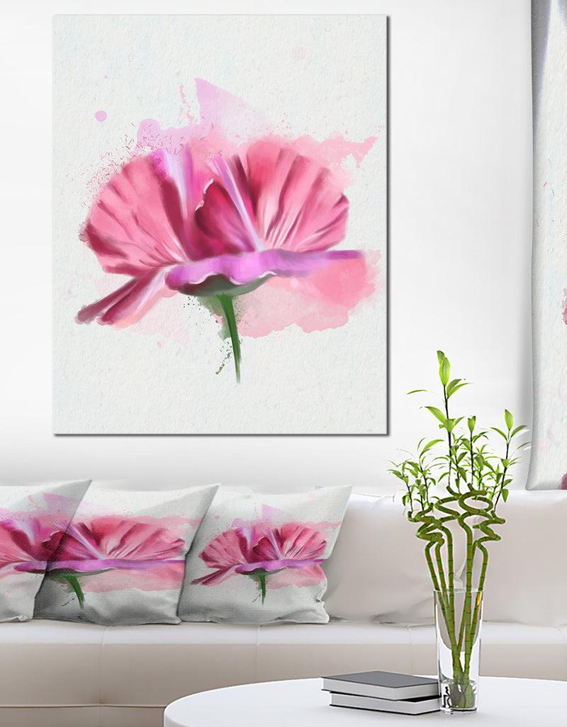 designq Hand-drawn Pink Rose Watercolor - Floral Canvas Artwork Print