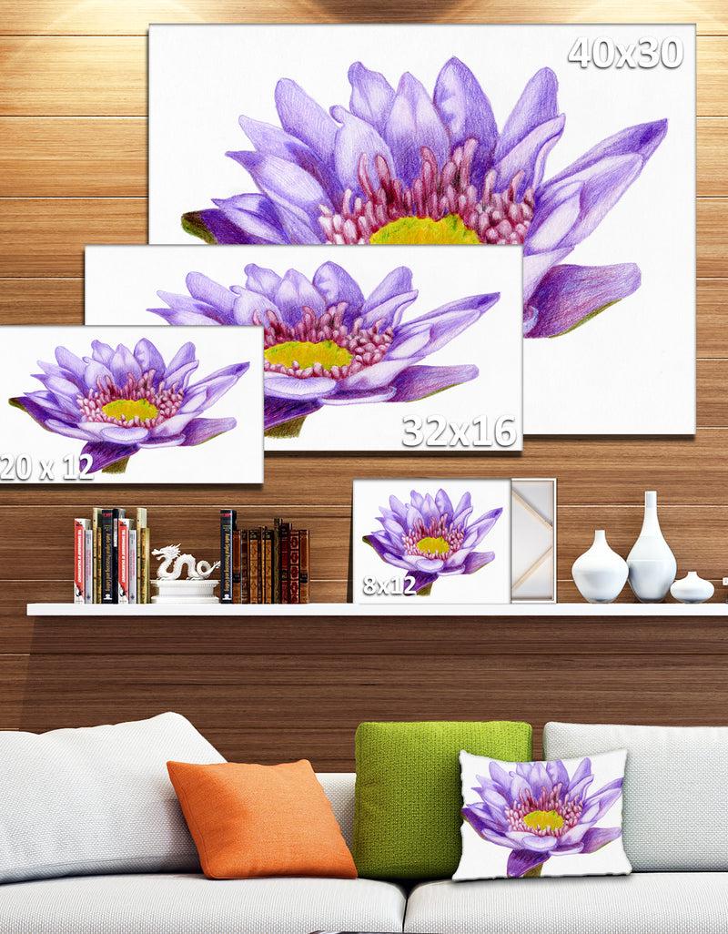 Designq Hand'drawn Purple Lotus - Floral Art Canvas Print
