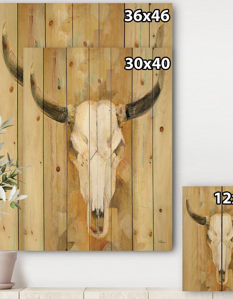 Designq His Southwest Bones - Gold Wildlife Print On Natural Pine Wood