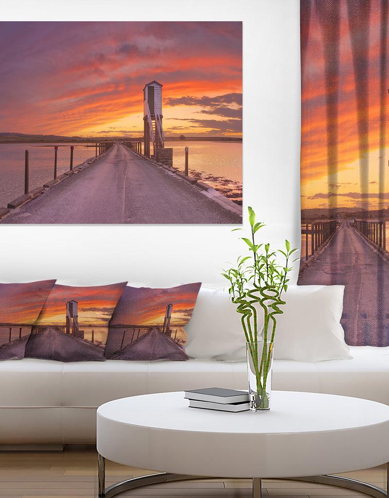 designq Holy Island of Lindisfarne Panorama - Wooden Sea Bridge Canvas Wall Art