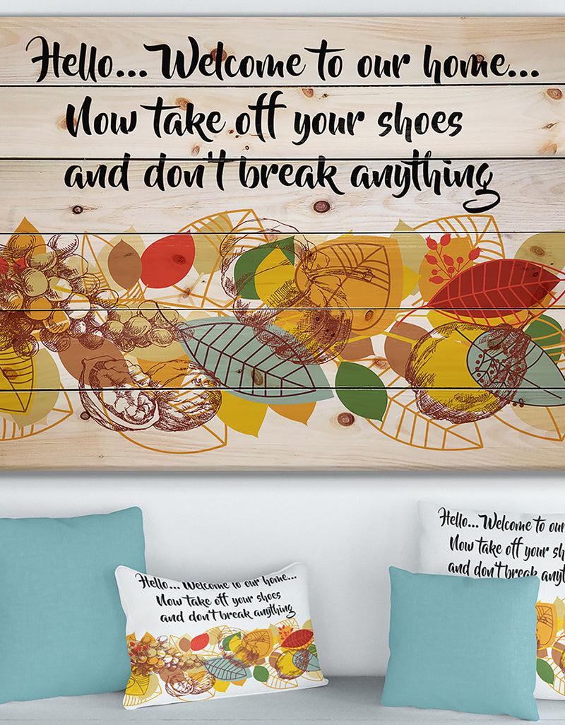 designq Home Sweet Home Floral Wreath - Textual Entrance Art on Wood Wall Art