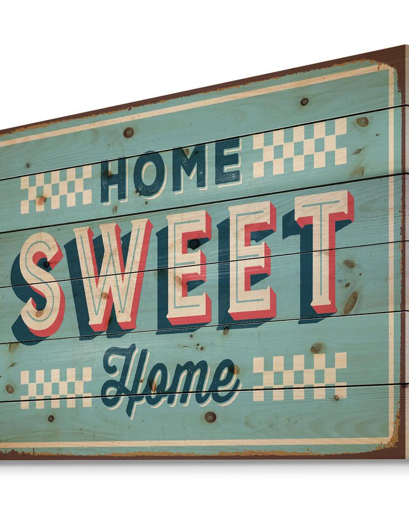 Designq Home Sweet Home Vintage Rusty Metal - Textual Entrance Art On Wood Wall Art