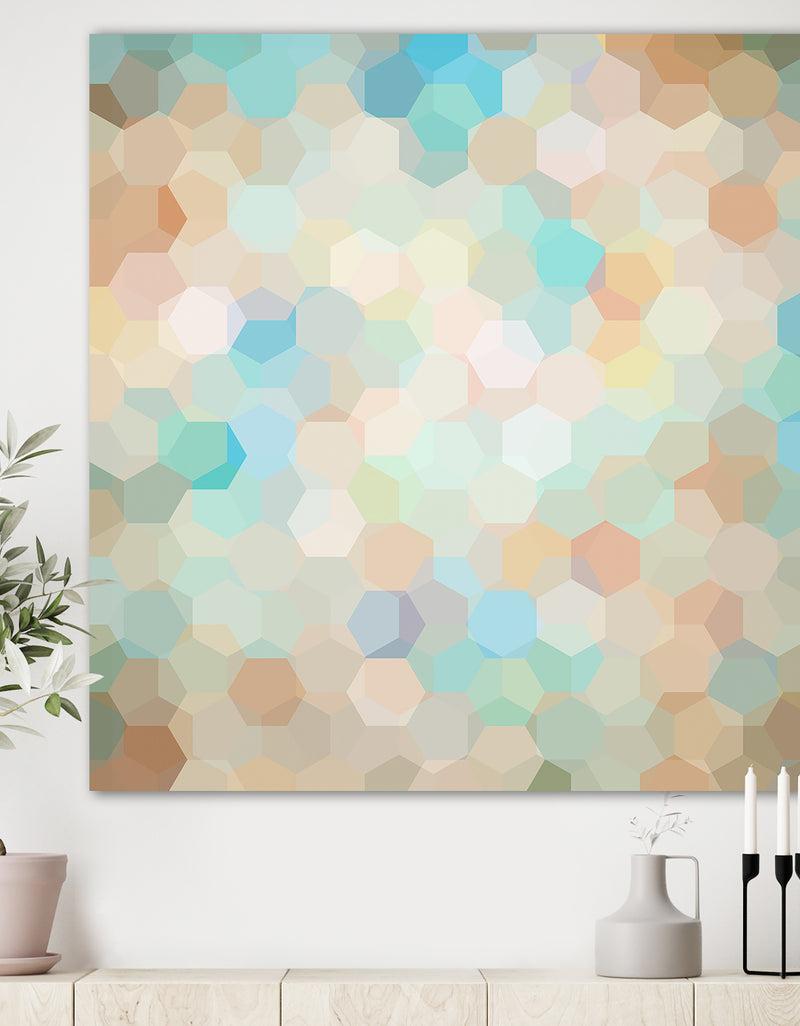 designq Honeycomb Geometry in pastel Colored cluster - Modern & Contemporary Premium Canvas Wall Art