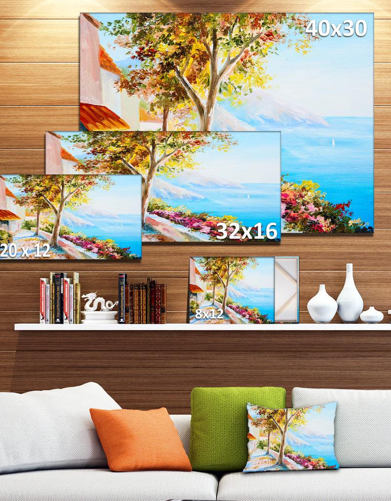 Designq House And Sea In The Fall - Landscape Canvas Art Print