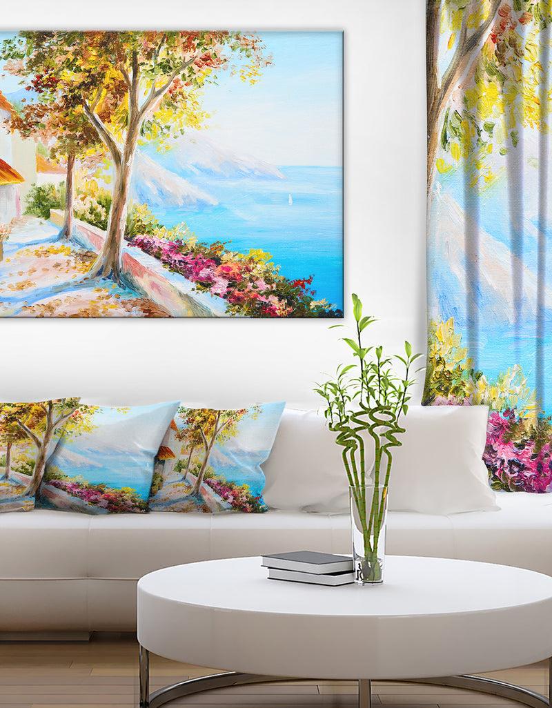 designq House and Sea in the Fall - Landscape Canvas Art Print