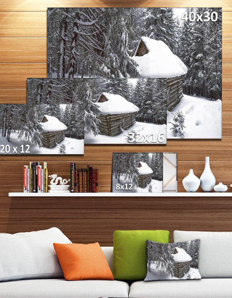 Designq House In Magic Winter Forest - Modern Landscpae Wall Art