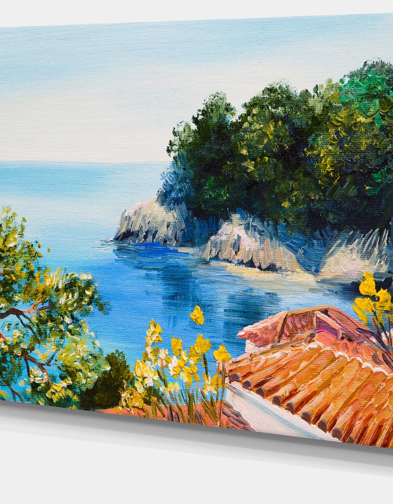 Designq House Near The Sea - Landscape Canvas Artwork