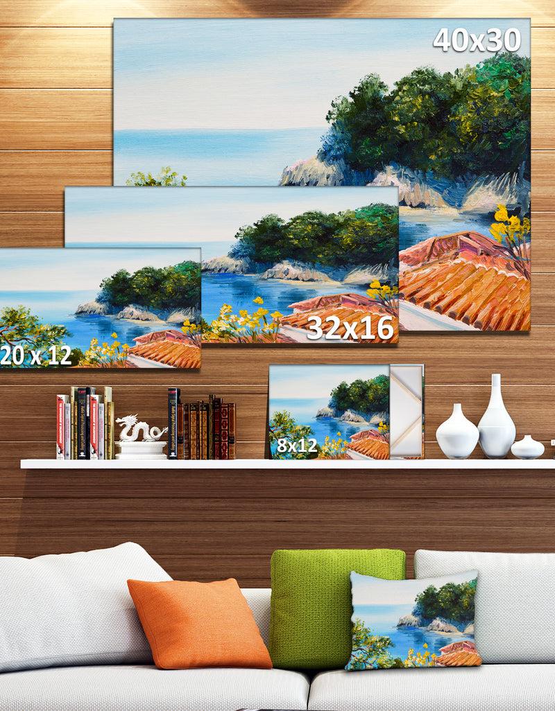 Designq House Near The Sea - Landscape Canvas Artwork