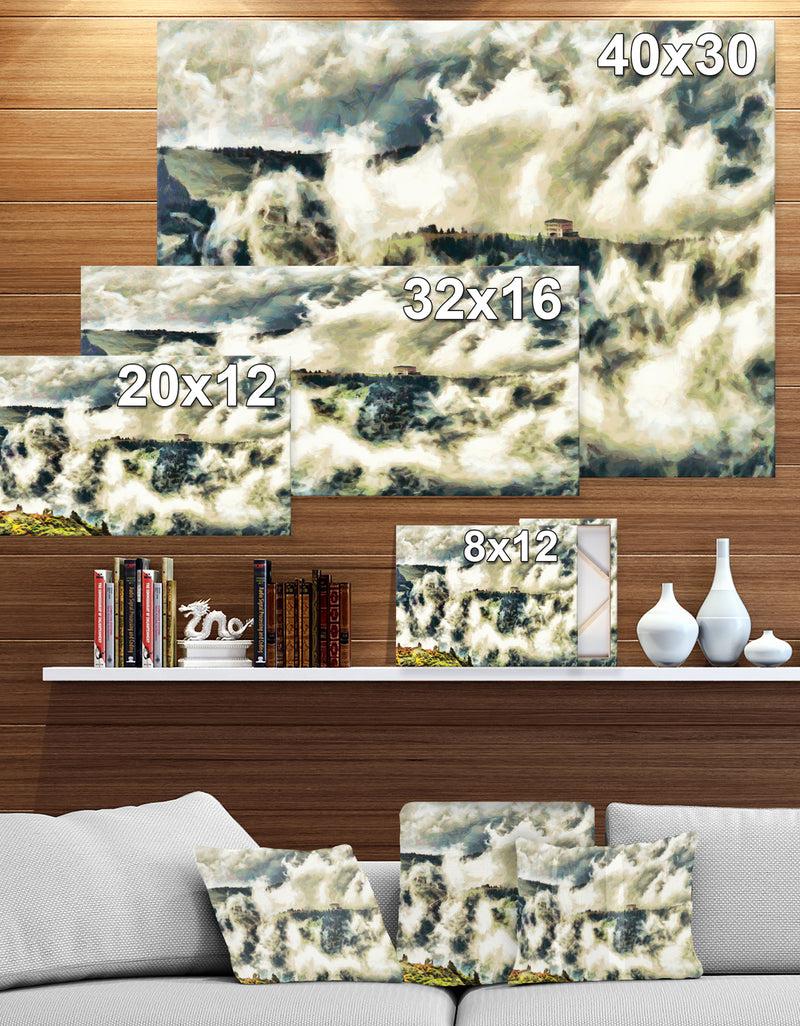Designq House Under The Clouds - Landscapes Painting Print On Wrapped Canvas