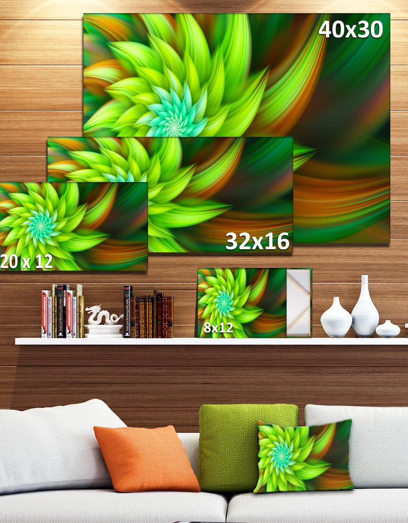 Designq Huge Clear Green Fractal Flower - Extra Large Floral Canvas Art Print