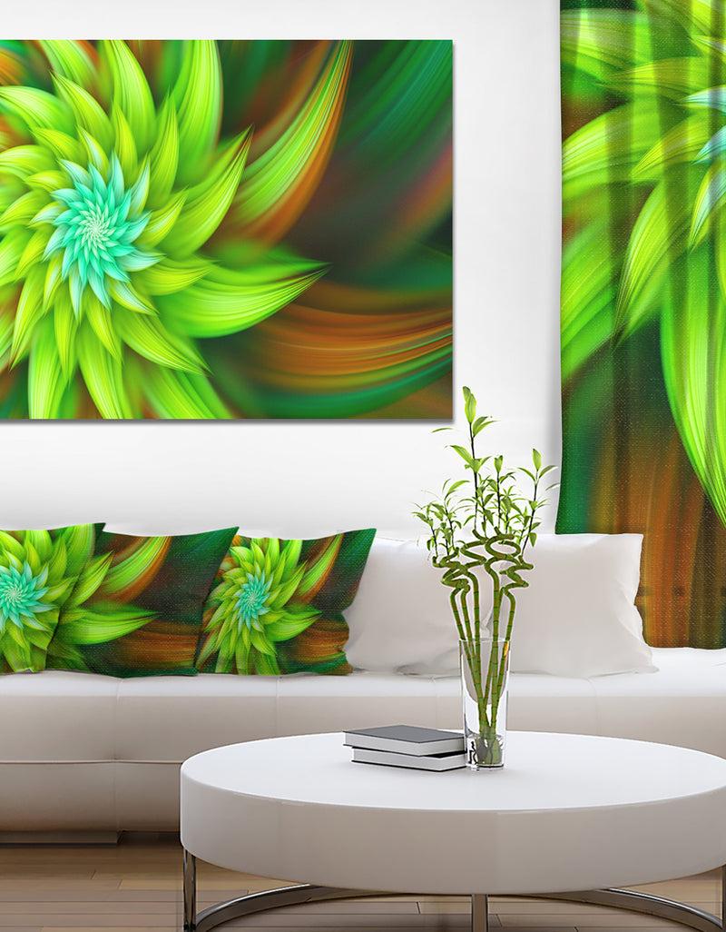 designq Huge Clear Green Fractal Flower - Extra Large Floral Canvas Art Print