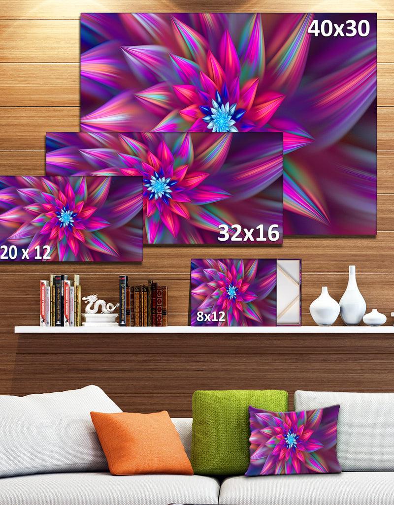 Designq Huge Purple Pink Fractal Flower - Extra Large Floral Canvas Art Print