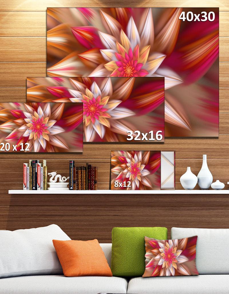 Designq Huge Red Fractal Flower - Extra Large Floral Canvas Art Print