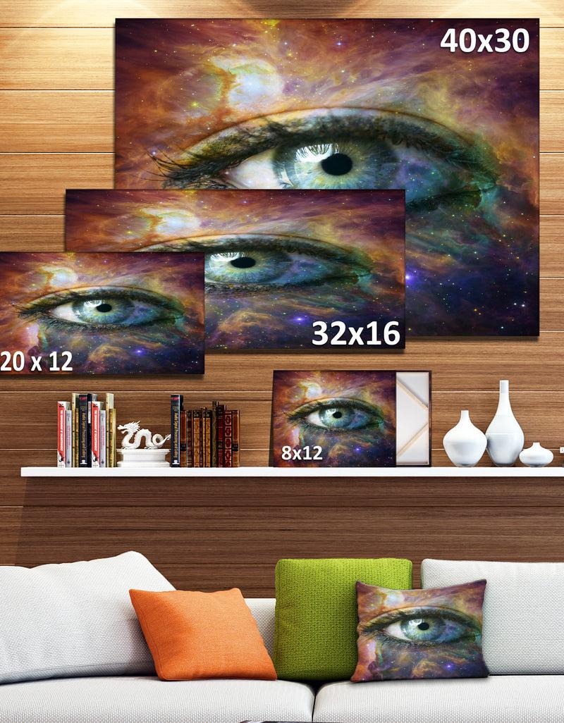 Designq Human Eye Looking In Universe - Contemporary Canvas Art Print