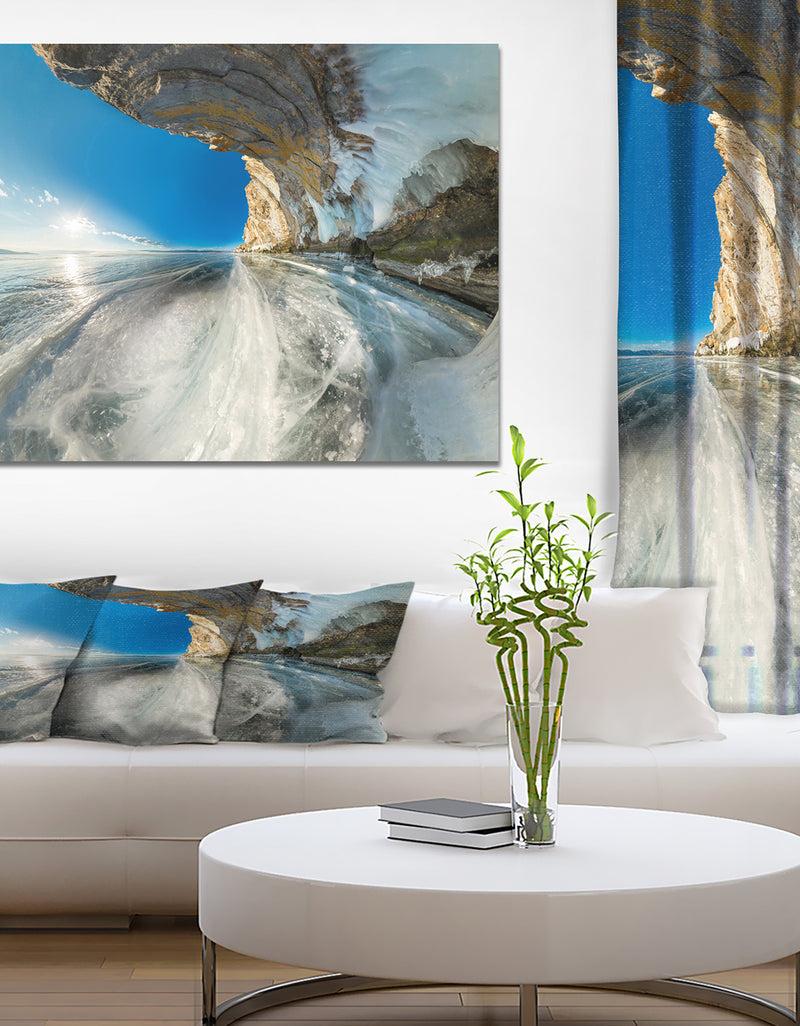 designq Ice grotto in rock on Olkhon Island - Landscapes photography on wrapped Canvas