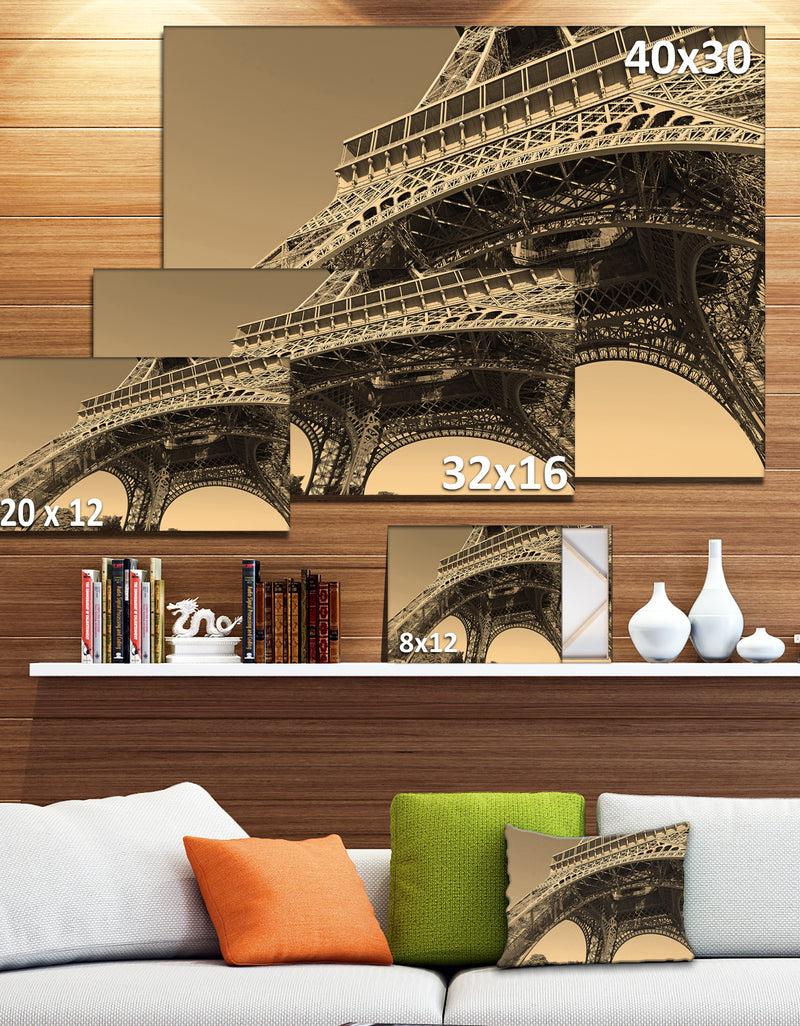Designq Iconic Paris Eiffel Tower Side View From Ground - Cityscape Canvas Print