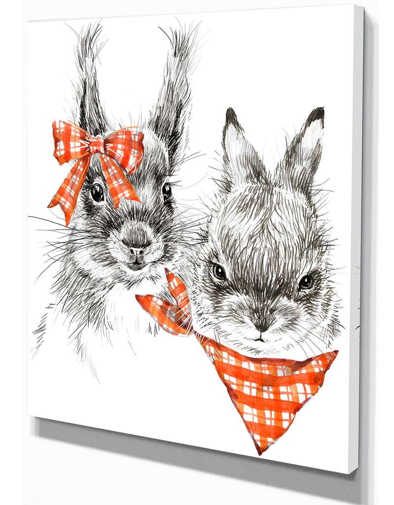 Designq Illustration Of Cute Animals - Farmhouse Animal Painting Print On Wrapped Canvas