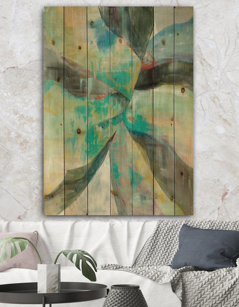 designq In the Valley Abstract I - Traditional Print on Natural Pine Wood
