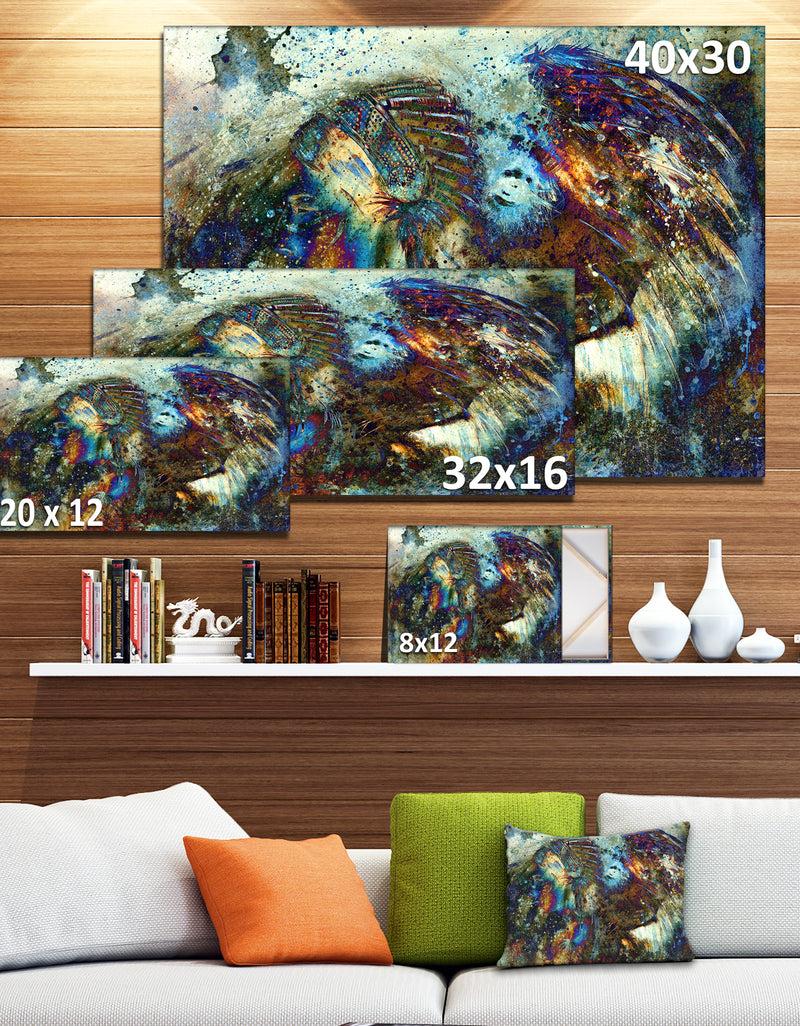 Designq Indian Woman Collage With Lion - Woman Canvas Print