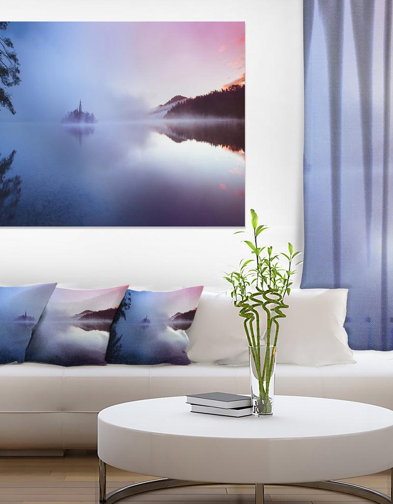 designq Island with Old Church in Bled City - Landscape Artwork Canvas