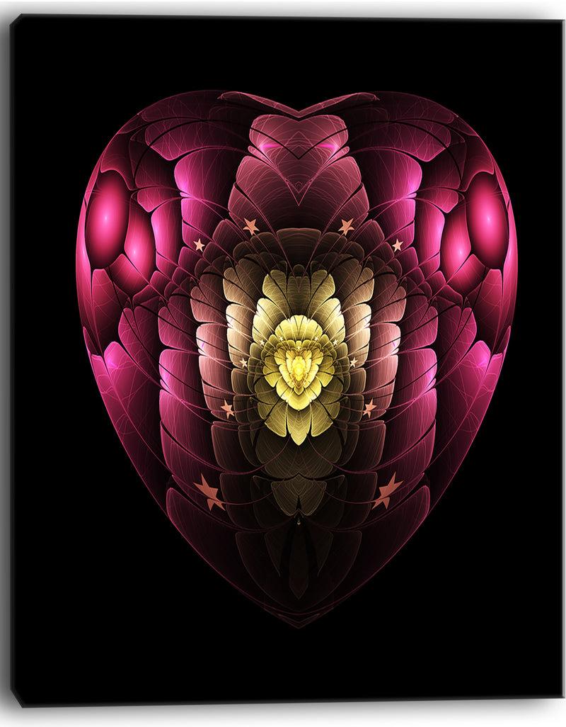 Designq Isolated Heart Digital Art Fractal Flower - Large Floral Canvas Art Print