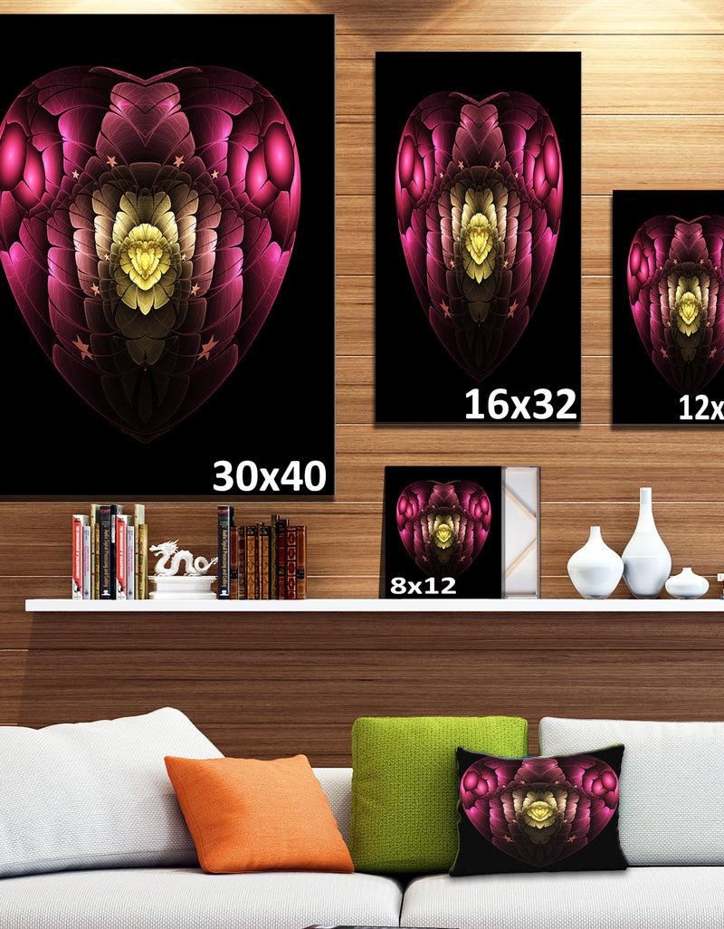 Designq Isolated Heart Digital Art Fractal Flower - Large Floral Canvas Art Print