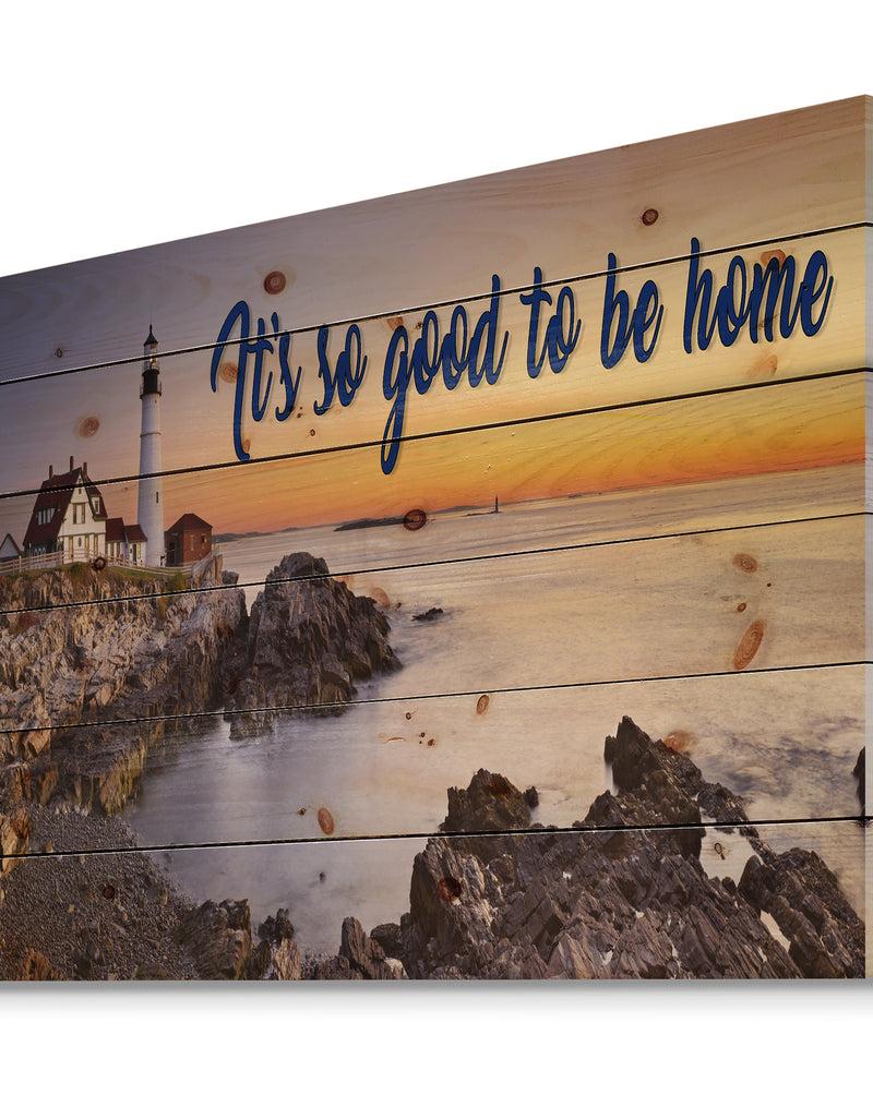 Designq It So Good To Be Home. Seashore Sunset - Textual Entrance Art On Wood Wall Art