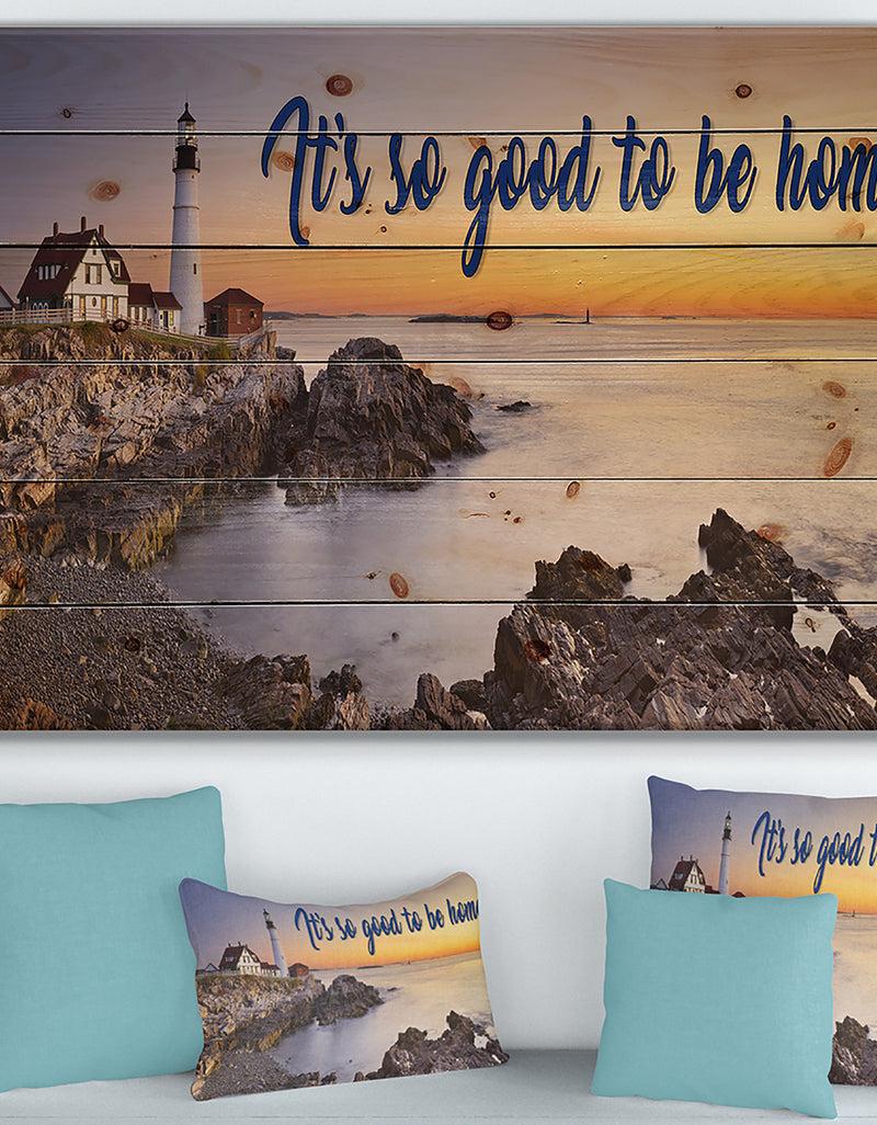 designq It so good to be home. Seashore sunset - Textual Entrance Art on Wood Wall Art