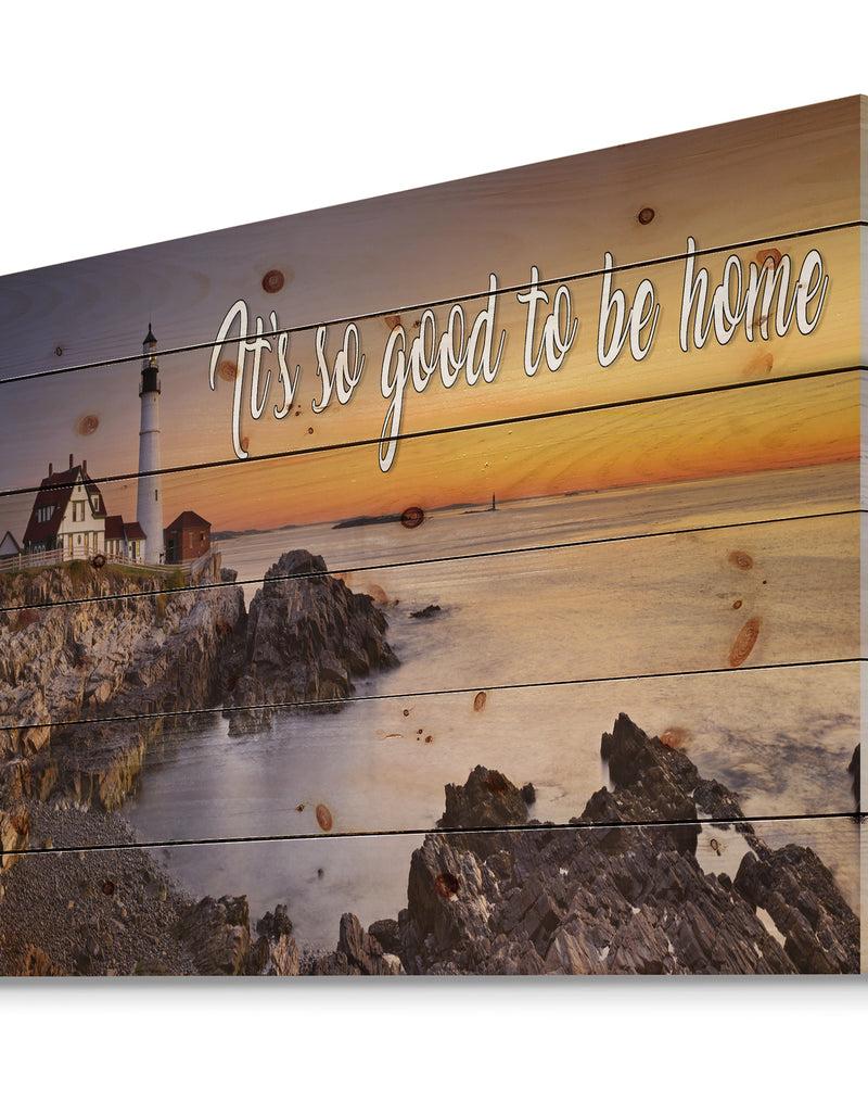 Designq It So Good To Be Home. Sunset By The Ocean - Textual Entrance Art On Wood Wall Art