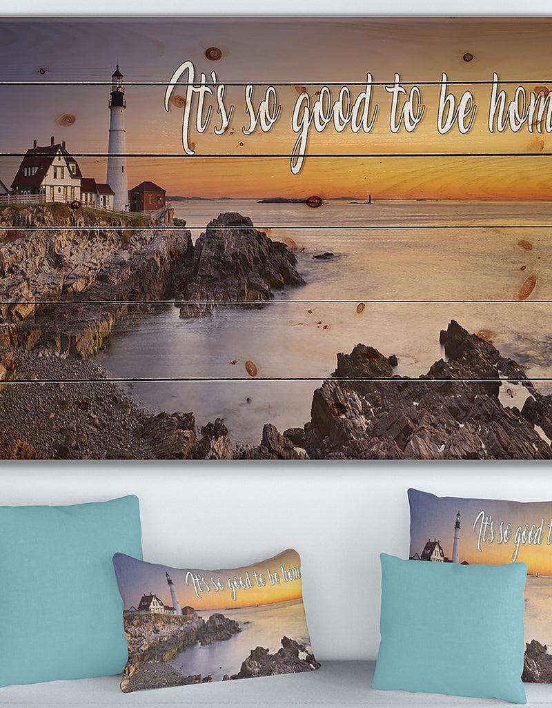 designq It so good to be home. Sunset by the ocean - Textual Entrance Art on Wood Wall Art