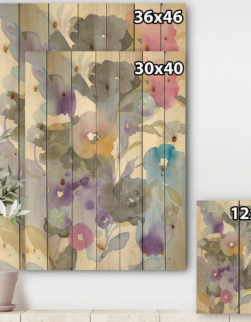 Designq Jewel Garden I - Modern Farmhouse Print On Natural Pine Wood