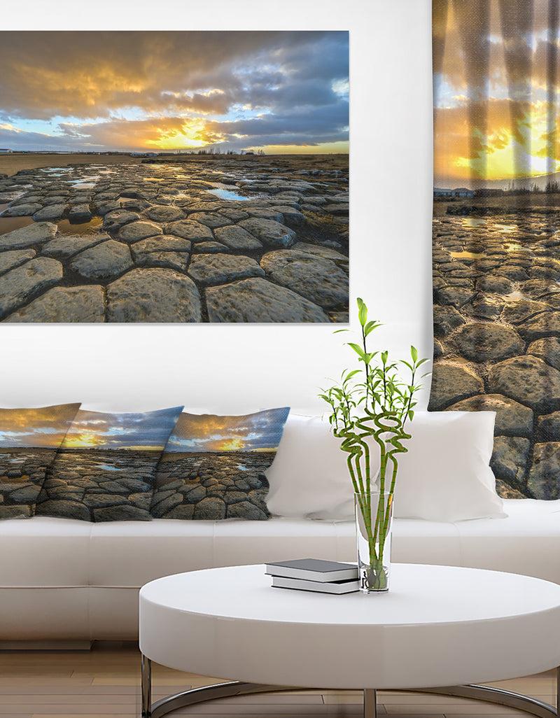 designq Kirkjugolf Church Floor at Sunrise - Seashore Canvas Wall Art