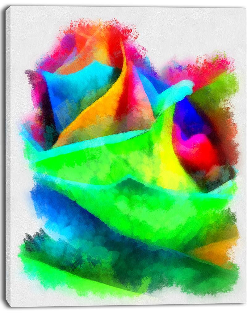 Designq Large Colorful Rose Watercolor - Large Floral Canvas Artwork