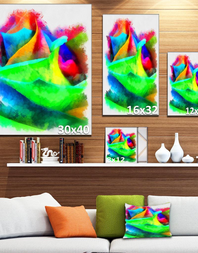 Designq Large Colorful Rose Watercolor - Large Floral Canvas Artwork
