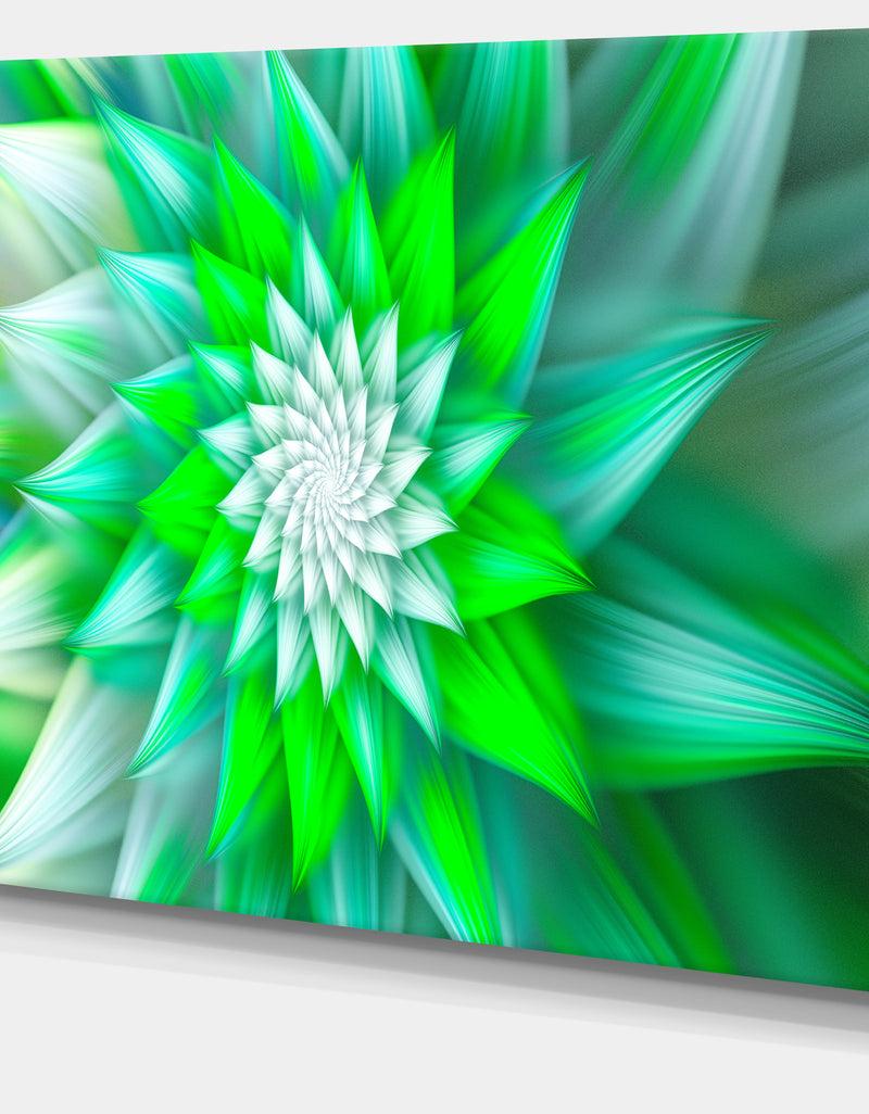 Designq Large Green Alien Fractal Flower - Extra Large Floral Canvas Art Print