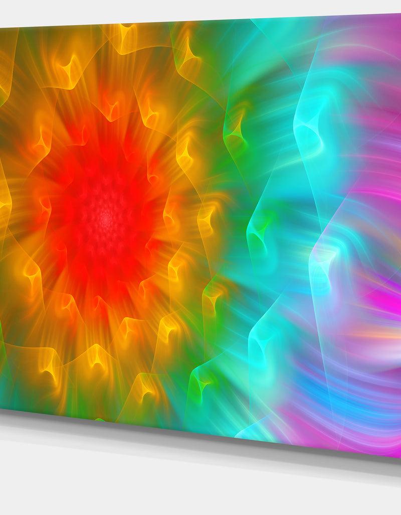 Designq Large Red Alien Fractal Flower - Floral Canvas Wall Art