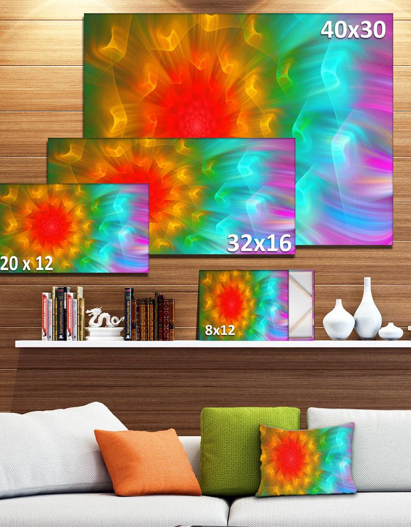 Designq Large Red Alien Fractal Flower - Floral Canvas Wall Art