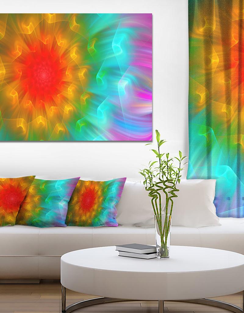 designq Large Red Alien Fractal Flower - Floral Canvas Wall Art