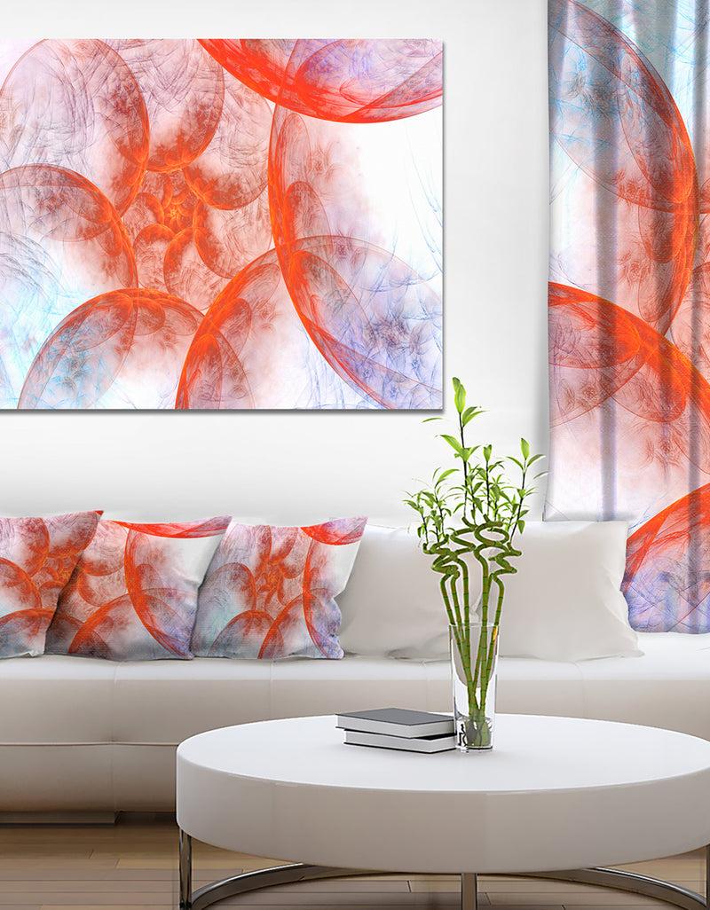 designq Large Red Fractal Circles - Extra Large Floral Wall Art on Canvas